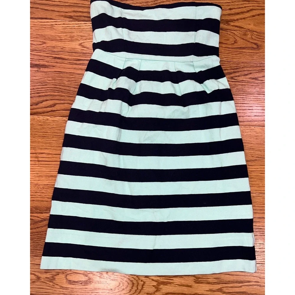 Gap Skirt Soft Knit‎ Striped Foldover Waist Knee Length Skirt Green Navy Size 2